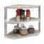 Factory Custom 3-Tier Rustic Whitewashed Brown Wood Kitchen Counter Top Corner Organizer Shelf Rack