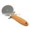 New Arrival Pastry Bread Slicer Dough Round Roller Wheel Handle Wooden Pizza Cutter
