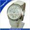 White Genuine Leather Band Simpl Big Vension Wrist Watch