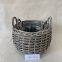 Small Round Shape Flower Pot Portable Willow Storage Basket with Ears