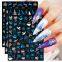 New Christmas nail stickers cute cartoon Santa Claus snowflake elk back glue nail stickers wholesale