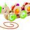 Colorful Walk-A-Long Toy 6 Wheels Pulling Wooden Walking Toys