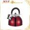 MSF-2840 Heat resistant red painting on kettle 2.5L whistling kettle with induction bottom