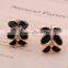 Beauty Flower 18K Gold Setting With Rhinestones,Black Earring Jackets