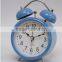 3.5" metal twin bell alarm table clock with light