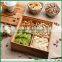 4 compartments bamboo dry fruit dessert tray,storage box with removable divider
