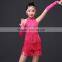 2016 Children Dance Dresses Outfit with Sleeves Latin Dresses Short Fringe Children Latin Dance Dress