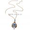 New Oxidized Gold Plated Crystals Jeweled Pendant Necklace,76cm Long Chain Pendant