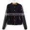 2015 Ocean Hot Popular Fashion Woven Lady Jacket With PU patchwork