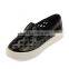 Wholesale Cowhide Leather Rubber Outsole Flat Heel Lady Fashion Black Casual Shoes