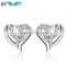 Heart 925 Solid Sterling Silver Sparkling White Pave Earring Studs