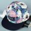 Floral Hawaiian Floral Baseball Cap Flat Brim HipHop Visor Snapback Hat,Custom Floral 6 Panel Snapback Hats