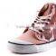 Pink camo upper high top rubber sole vulcanized sneaker comfort cheap fancy shoes women casual canvas shoe woman shoes 2016