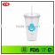 BPA Free eco friendly tumbler mug with curly straw 16 ounce