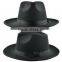 Men's Vintage Style Genuine Wool Felt Wide Brim Fedora Pork Pie Hat Cap Black