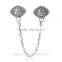 Vintage Royal Embossment Flowers S925 new arrivals safety chain Imitation stone flower automatic adjust silver chain charm A020