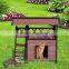 PawHut 2-Story Wood Indoor/Outdoor Cat House -Brown