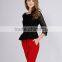 PRETTY STEPS 2016 sexy elegant women black long sleeve hollow out mesh blouse