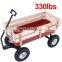 OUTDOOR WAGON ALL TERRAIN PULLING KID CHILDREN GARDEN CART W/WOOD RAILING RED