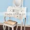 Wood French style wooden dresser / bedroom dressing table with mirror nd stool / make-up table with mirror and stool
