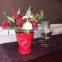 Home and garden decorations Plant pots Red Ceramic Vase with white interlocking hearts