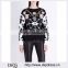 Round Neck Long Sleeves Contrast Colored Bead Embellished Cotton Jersey Sweatshirt(DQE0174T)