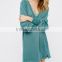 China factory Sexy Lace along deep v-neck Long Sleeve pullover dress