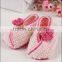 Hollow Wool Knitted Shoes Wholesale Floral Crochet Baby Girl Soft Shoes