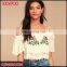 Custom cotton embroidered off shoulder strap women crop top