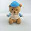 mini promotion bear plush toy with clothes and hat 15cm sitting CE testing