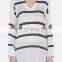 fashion womens long t-shirt big stripes hot selling ladies plain woven t shirts