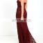 MIKA6058 Evening Strapless Charming Burgundy Long lace Dress