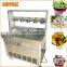 flat ice cream machine cold pan fry fried ice cream machine with 10 buckets/barrels/toppings