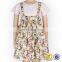 Baby Girls Stylish Back Cross Braces With Bow Frock Children Boutique Flower Printed Spring Clothing Dress.