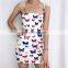 2020 Summer Bodycon Backless Ladies Party High Street Butterfly Print Spaghetti Strap Sheath Dress Women Mini Dress