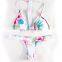 Push Up Bikini Set Backless Knitting White Floral Women Swimwear Sexy Swimsuit Plus size