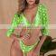 Long sleeve crop top Neon snake print bikini 2019 Sexy High cut swimsuit female swimwear women Bathing suit Beach wear