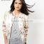 Pink Floral Print Women Bomber Jacket