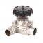 SS316 hygienic 3 way T type diaphragm valve with membrane