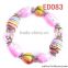 lovely elastic bracelets with pink glass bead for holiday