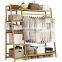 Bamboo multifunction coat racks garment coat hanger clothes organizer hanger hooks stand clothes rack