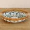 Handwoven Set Of 3 New Rattan tray With Ceramic Centerpiece Round Serving Tray for Table Handwoven Basket Wholesale
