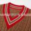 2024 Winter Casual Girls V Neck Sweater Striped Pullover Thick 100% Cashmere Long Length
