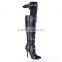 Over the knee lace up boots front round metal embelished thigh high boots cut out knee high gladiator boots