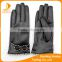 2016 women wholesale winter polyester lining PU leather glove