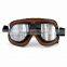 BJ-GT-009 Soft Padded Silver Lens Leather Goggles Motorcycle