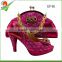 2016 leather italian party design fashion matching shoes and hand bag set ladies dark purple handbag match sandal