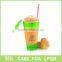 Double Wall Plastic Snack Cup With Straw