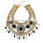 Wholesale Fashion Jewelry exaggerated nation wind restoring ancient ways geometric rivet Rhinestones tassel short necklace