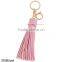 20cm PU leather Tassel keychain in stock 6 colors plated gold key chain